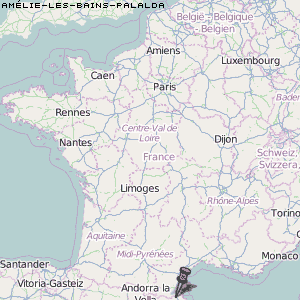 Amélie-les-Bains-Palalda Karte Frankreich