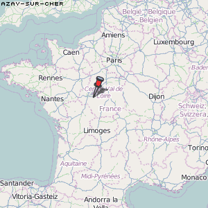 Azay-sur-Cher Karte Frankreich