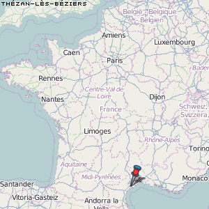 Thézan-lès-Béziers Karte Frankreich