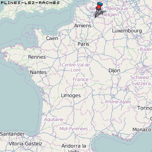 Flines-lez-Raches Karte Frankreich