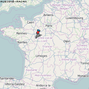 Aubigné-Racan Karte Frankreich