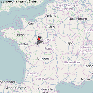 Beaumont-en-Véron Karte Frankreich