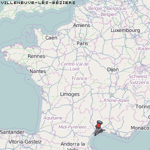 Villeneuve-lès-Béziers Karte Frankreich