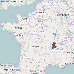 Sury-le-Comtal Karte Frankreich