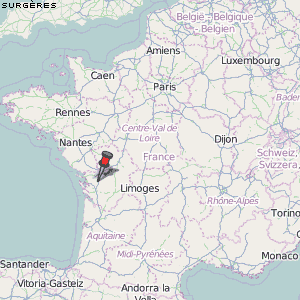 Surgères Karte Frankreich