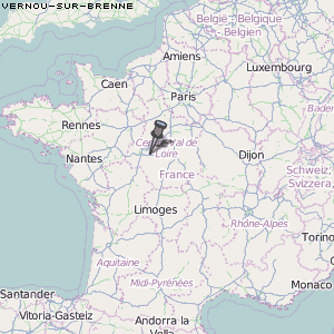 Vernou-sur-Brenne Karte Frankreich