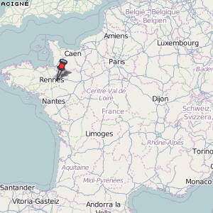 Acigné Karte Frankreich