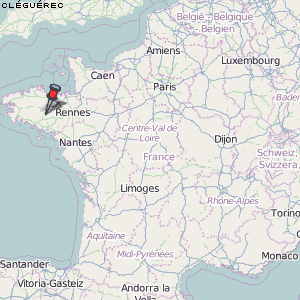 Cléguérec Karte Frankreich