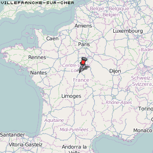 Villefranche-sur-Cher Karte Frankreich