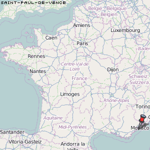 Saint-Paul-de-Vence Karte Frankreich