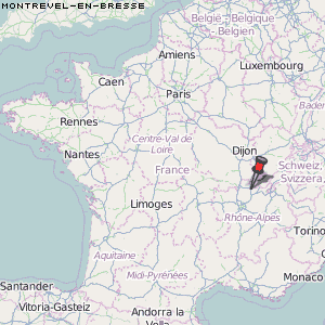 Montrevel-en-Bresse Karte Frankreich