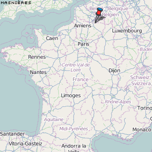 Masnières Karte Frankreich