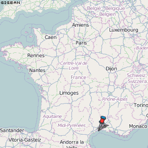 Gigean Karte Frankreich