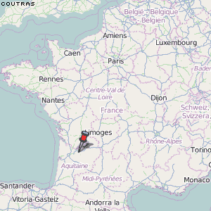 Coutras Karte Frankreich