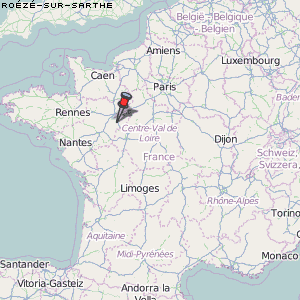 Roézé-sur-Sarthe Karte Frankreich