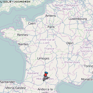 L'Isle-Jourdain Karte Frankreich