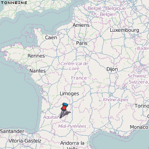 Tonneins Karte Frankreich