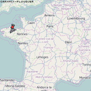 Carhaix-Plouguer Karte Frankreich