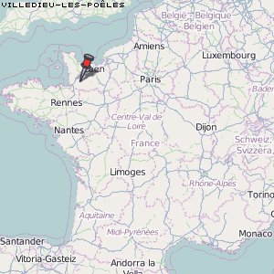 Villedieu-les-Poêles Karte Frankreich