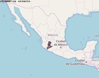 Ciudad de Armería Karte Mexiko