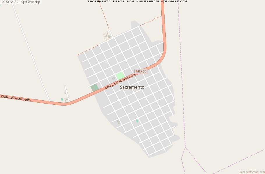 Karte Von Sacramento Mexiko
