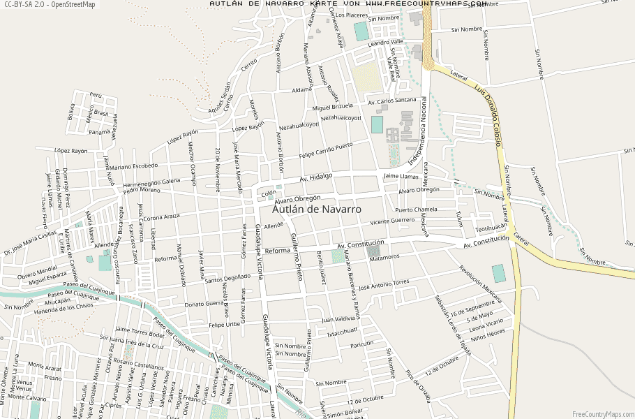 Karte Von Autlán de Navarro Mexiko