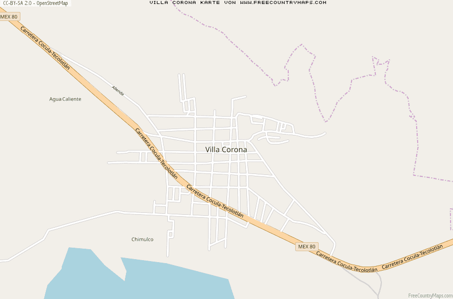 Karte Von Villa Corona Mexiko