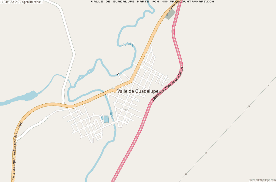 Karte Von Valle de Guadalupe Mexiko
