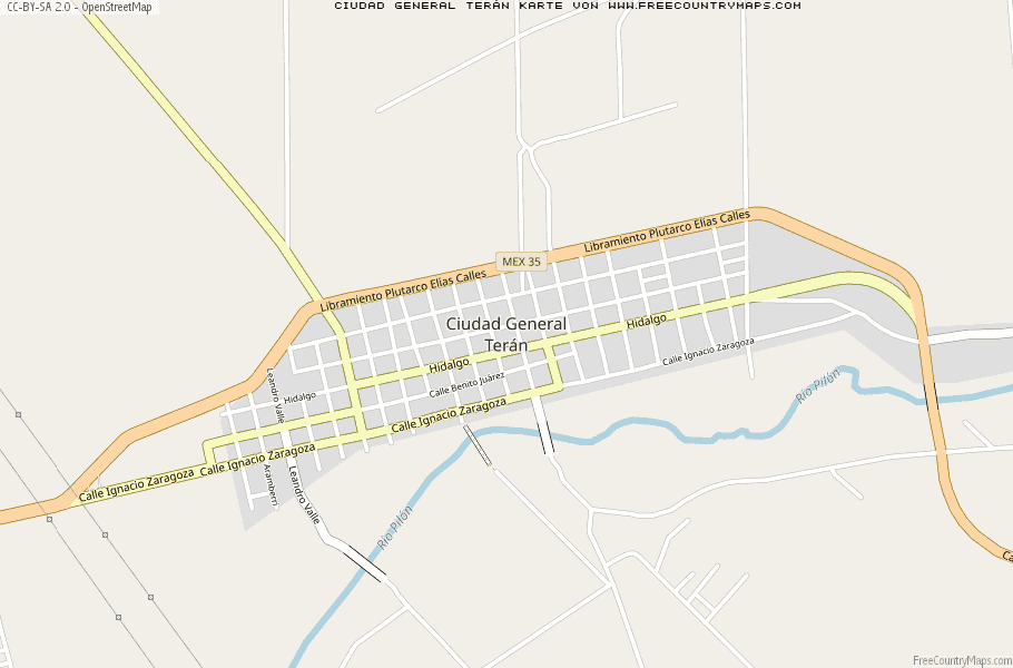 Karte Von Ciudad General Terán Mexiko
