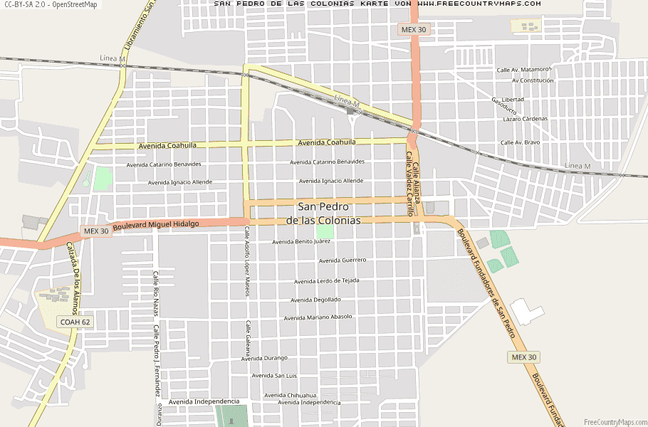 Karte Von San Pedro de las Colonias Mexiko