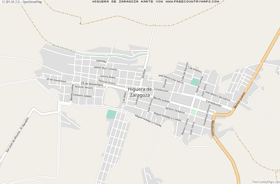 Karte Von Higuera de Zaragoza Mexiko