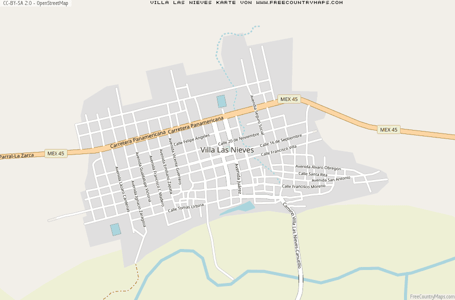Karte Von Villa Las Nieves Mexiko