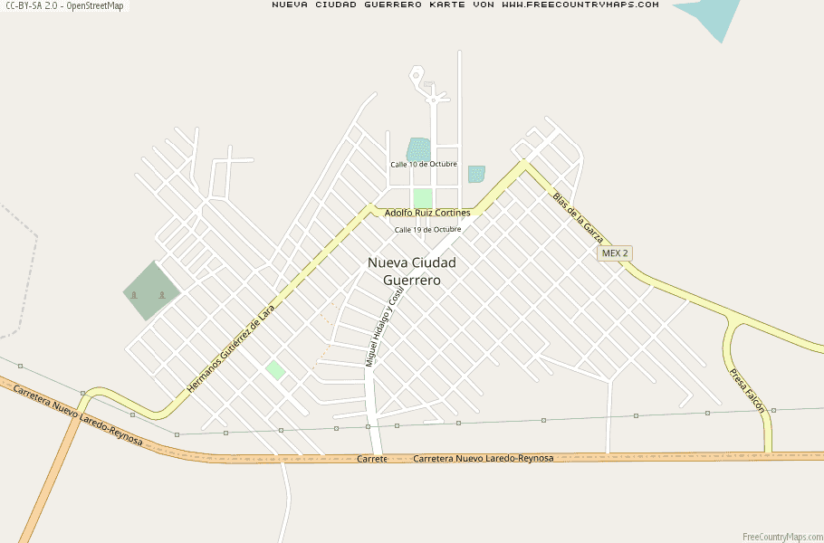 Karte Von Nueva Ciudad Guerrero Mexiko