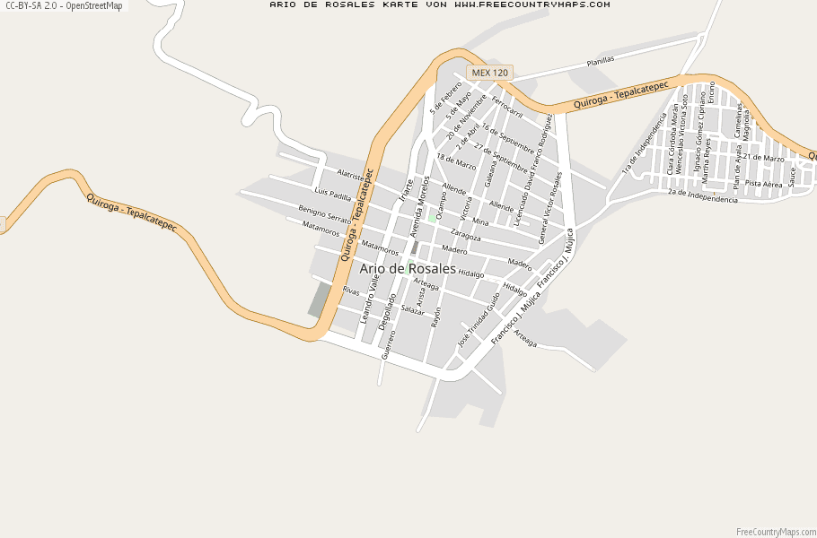 Karte Von Ario de Rosales Mexiko