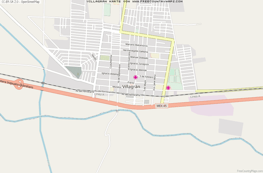 Karte Von Villagrán Mexiko