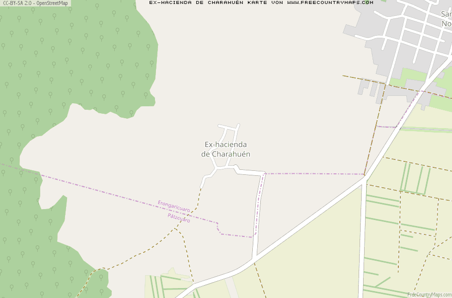 Karte Von Ex-hacienda de Charahuén Mexiko