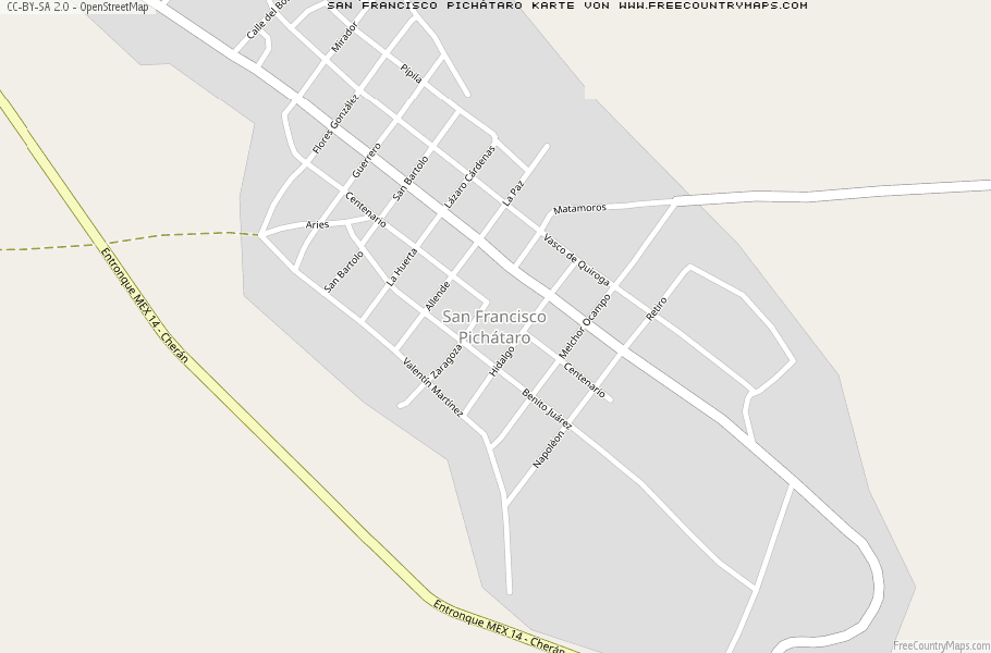 Karte Von San Francisco Pichátaro Mexiko