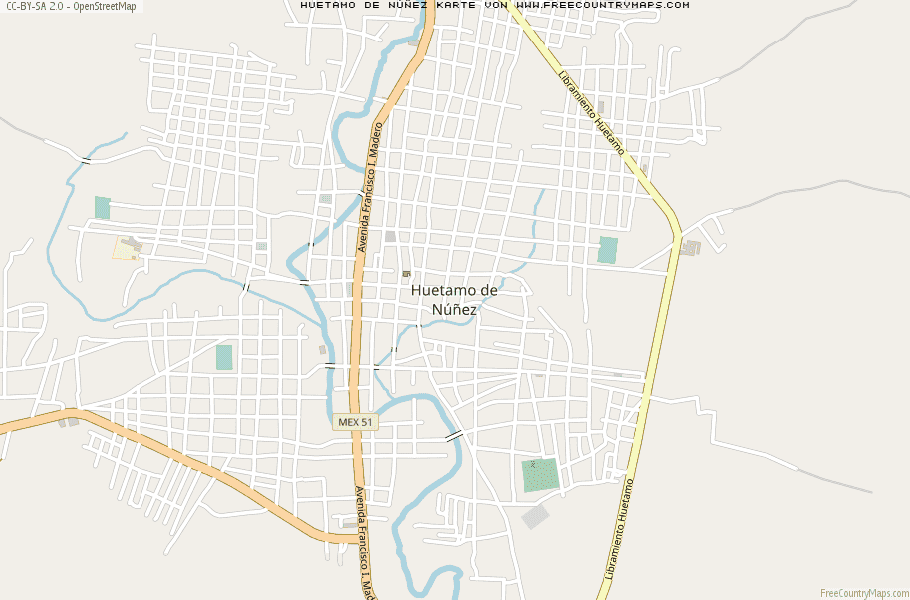 Karte Von Huetamo de Núñez Mexiko