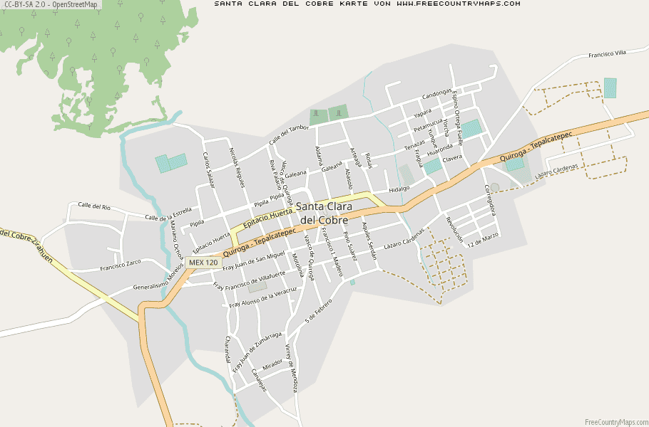 Karte Von Santa Clara del Cobre Mexiko