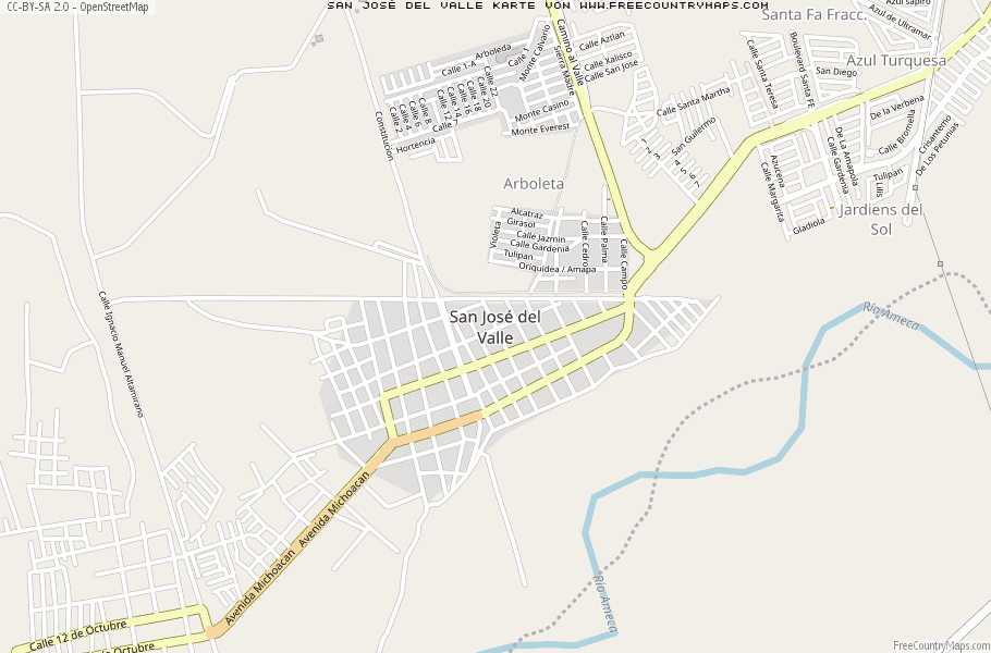 Karte Von San José del Valle Mexiko