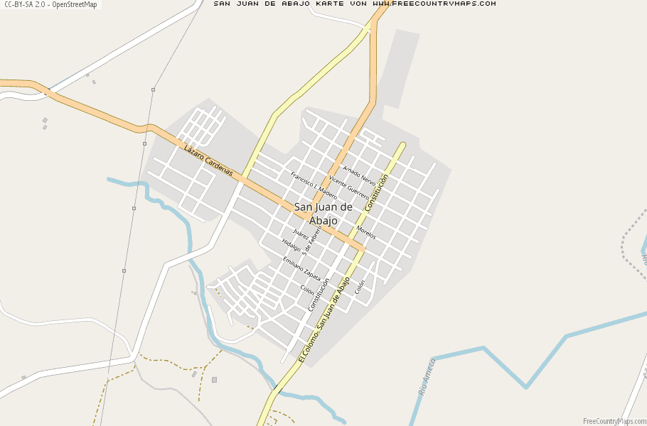 Karte Von San Juan de Abajo Mexiko