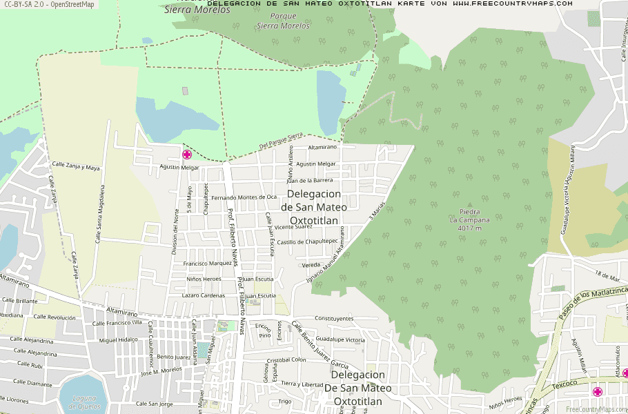 Karte Von Delegacion de San Mateo Oxtotitlan Mexiko