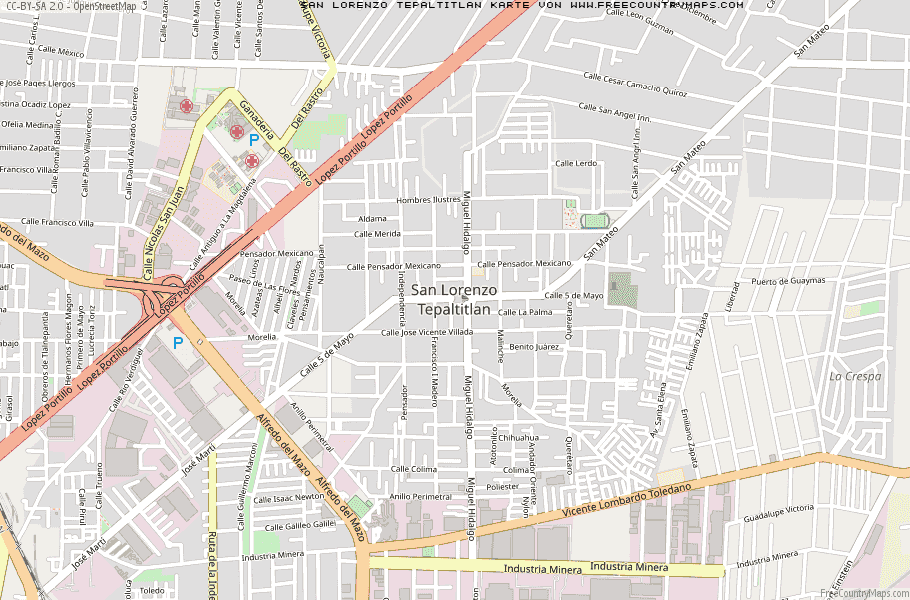 Karte Von San Lorenzo Tepaltitlan Mexiko