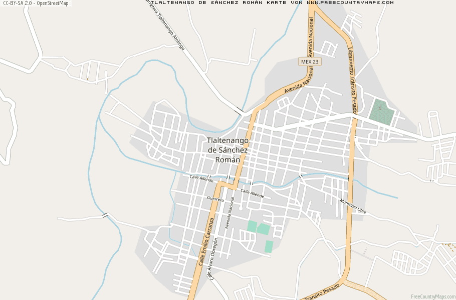 Karte Von Tlaltenango de Sánchez Román Mexiko