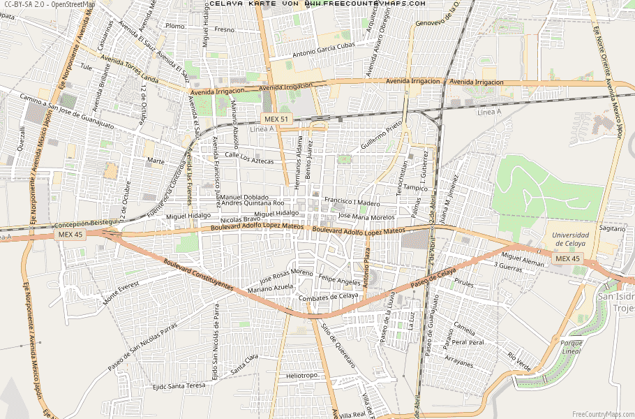 Karte Von Celaya Mexiko