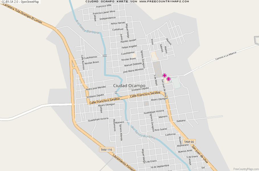 Karte Von Ciudad Ocampo Mexiko