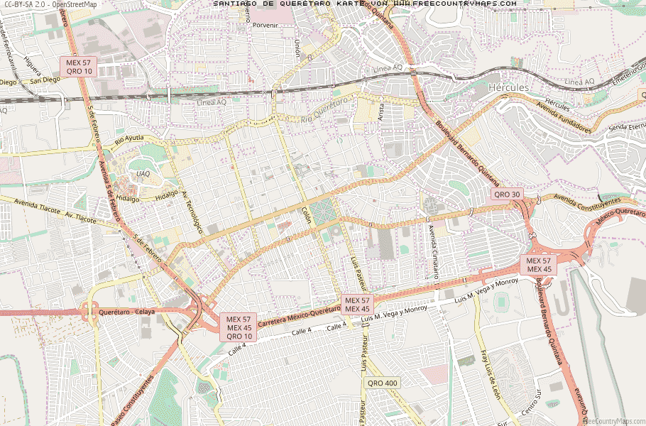 Karte Von Santiago de Querétaro Mexiko