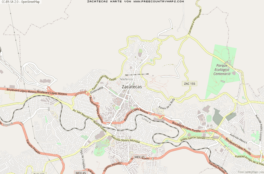 Karte Von Zacatecas Mexiko