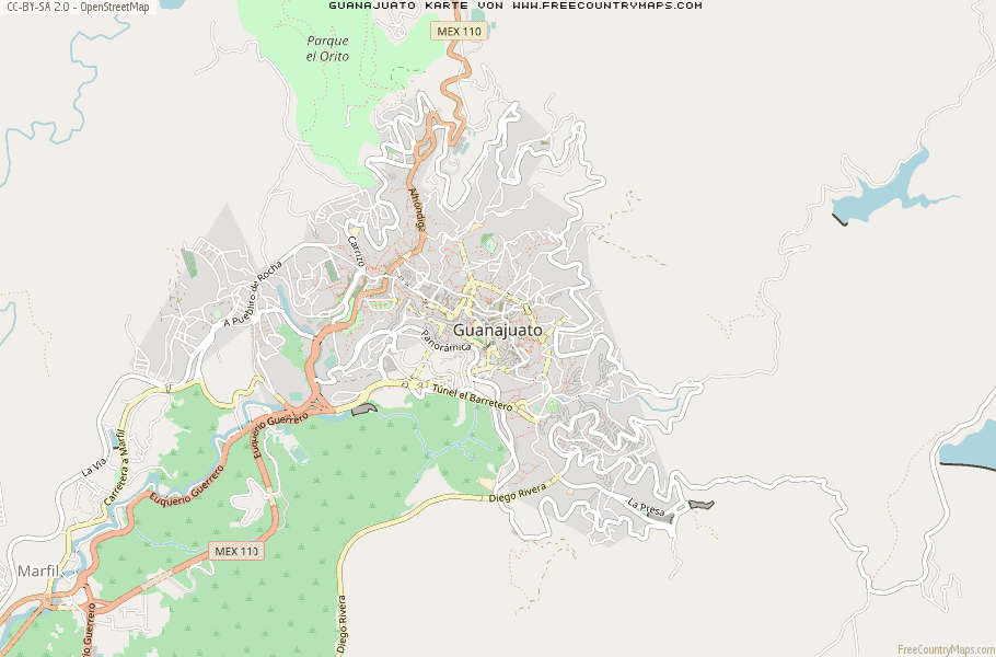 Karte Von Guanajuato Mexiko