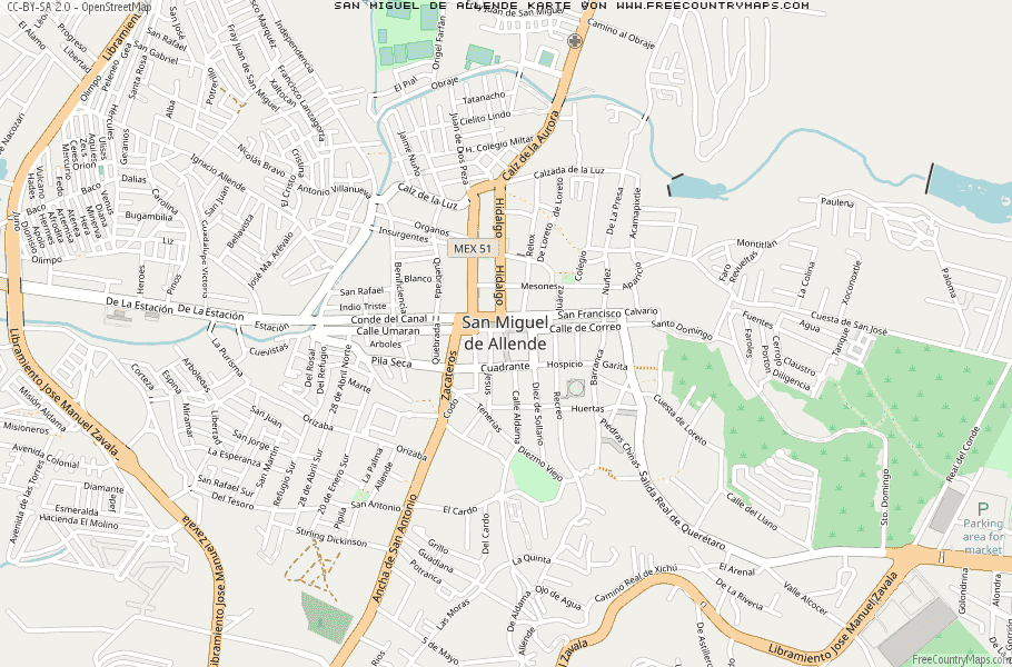 Karte Von San Miguel de Allende Mexiko